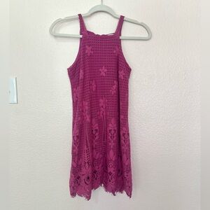 Francesca’s Collections lace fringed hem pink dress